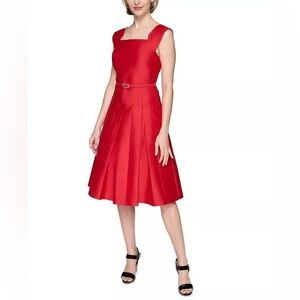 KARL LAGERFELD Fit and Flare Red Rockabilly Retro Taffeta Dress Size 10 NWT